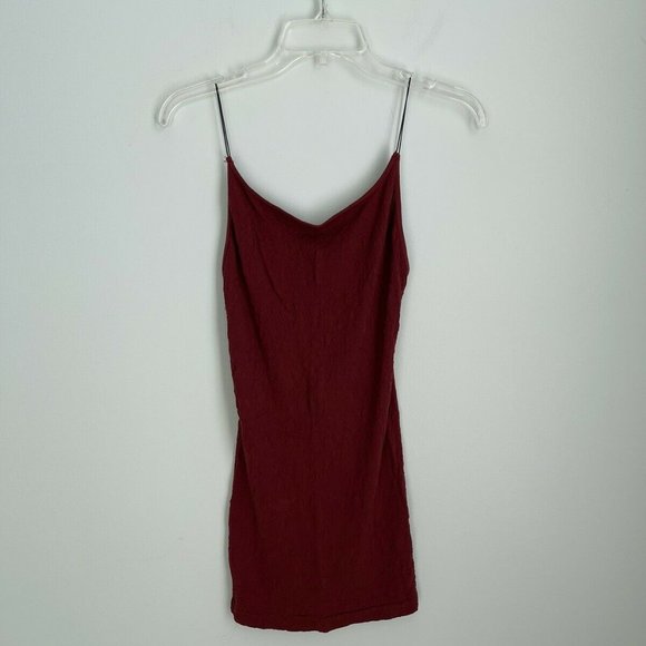 New Intimately Free People Wine Textured Skinny Strap Mini Slip - Picture 1 of 4